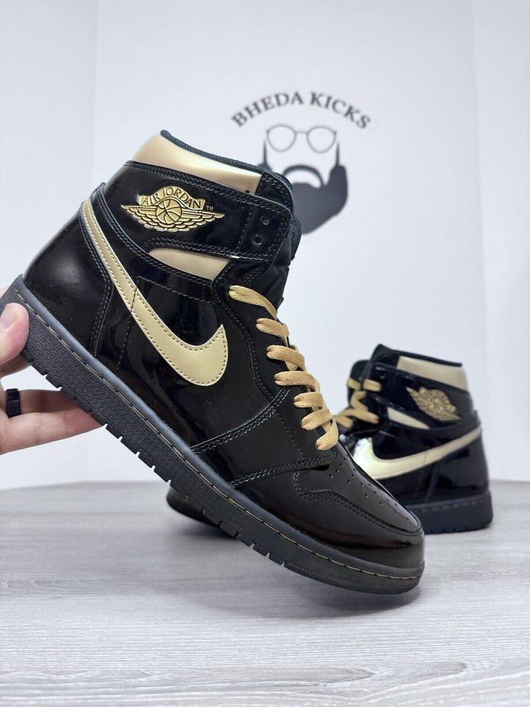 Size 14 - Air Jordan 1 Retro High Black Metallic Gold 2020 555088-032 Authentic