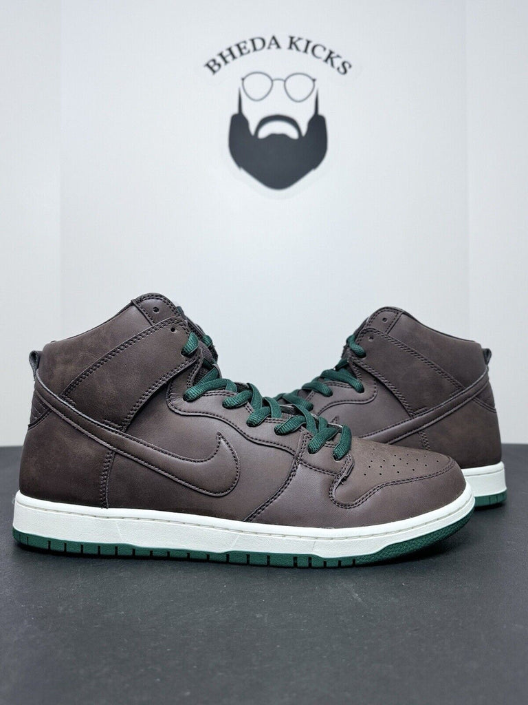 NEW Nike SB Dunk High CV1624-200 Baroque Brown Vegan Leather Pine Green Size 14