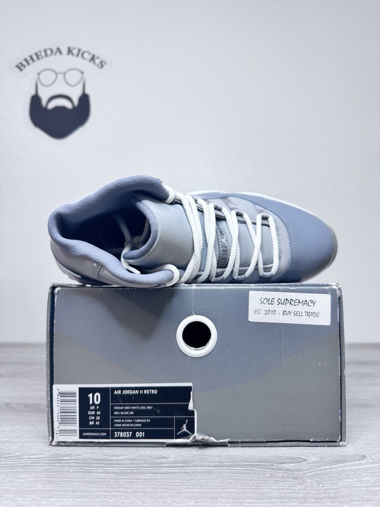 Size 10 - Nike Air Jordan 11 XI Retro Cool Grey 2010 Grey White 378037-001 PADS