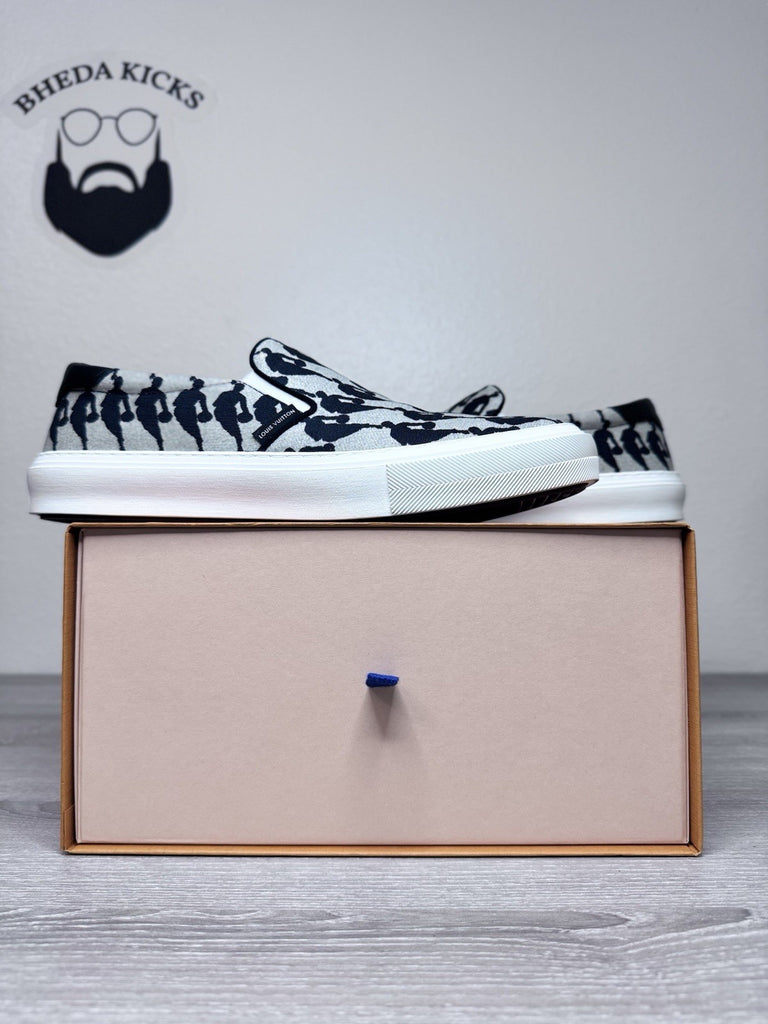 Size 9.5 Men (8.5 UK) - Louis Vuitton x NBA Canvas Slip-On Men's Sneakers