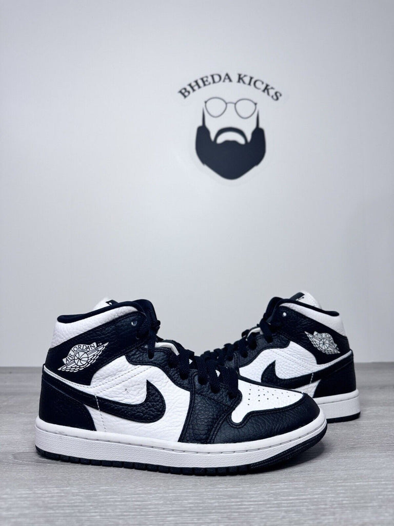 Size 7W - Air Jordan 1 Mid Split Black White Women Size DR0501-101 Preowned