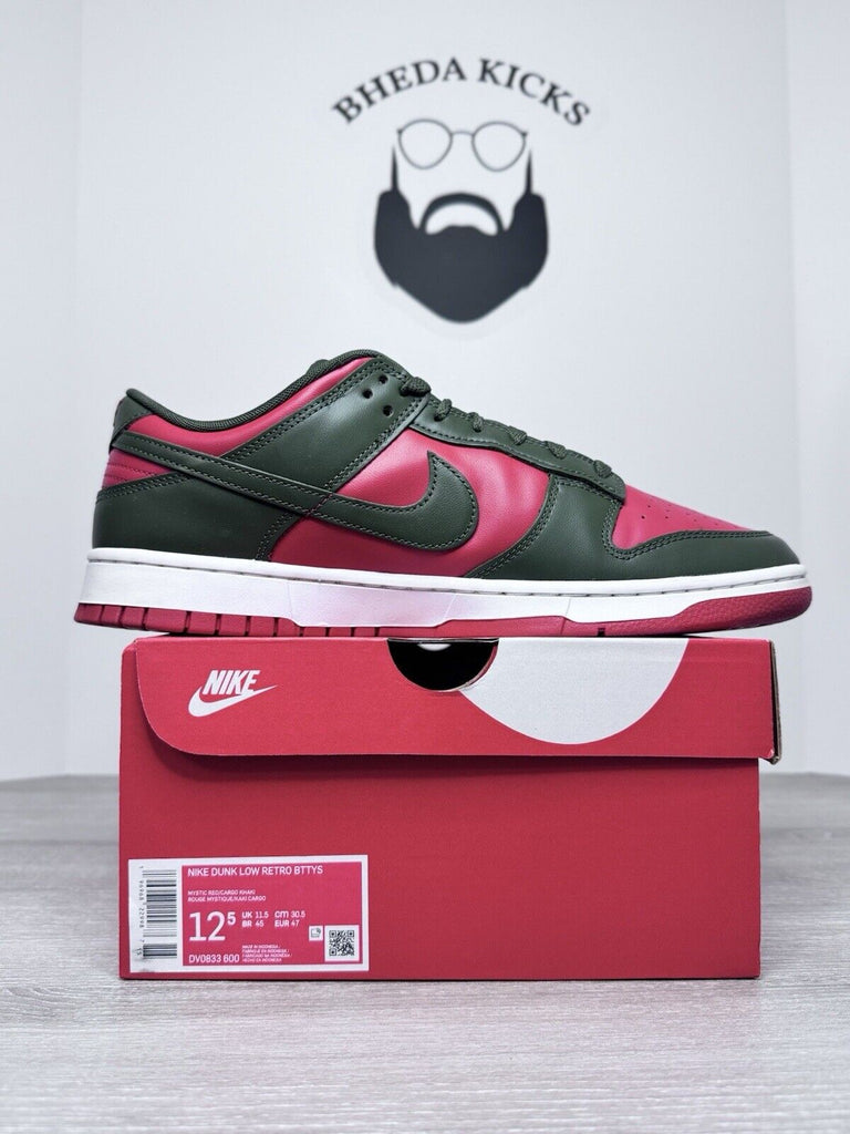 Size 12.5 - Nike Dunk Low Cargo Khaki Mystic Red DV0833-600 Preowned Og