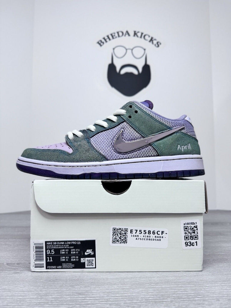 Size 9.5 - Nike SB Dunk Low x April Skateboards Turbo Green (Customized) NEW DS