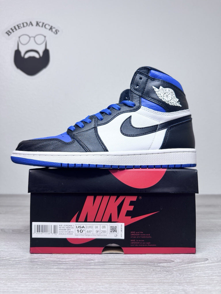 Size 10.5 -Nike Air Jordan 1 Retro High OG Royal Toe Blue White Black 555088-041