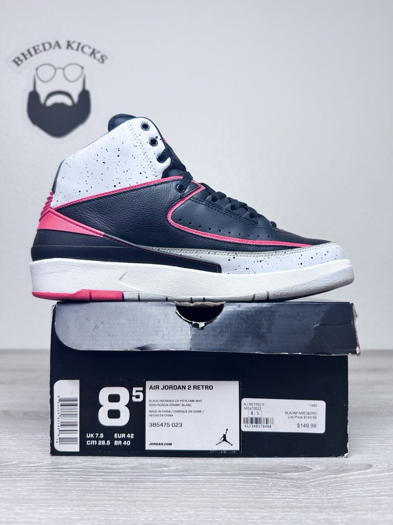 Size 8.5 - Air Jordan 2 Retro Infrared 23 Black White Red Gray (385475-023)
