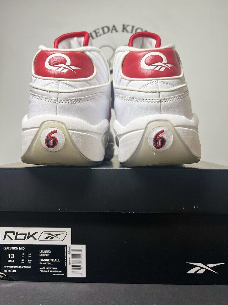 Reebok Question Mid Men's Sneakers Basketball Shoes White Red GX0230 Size 13