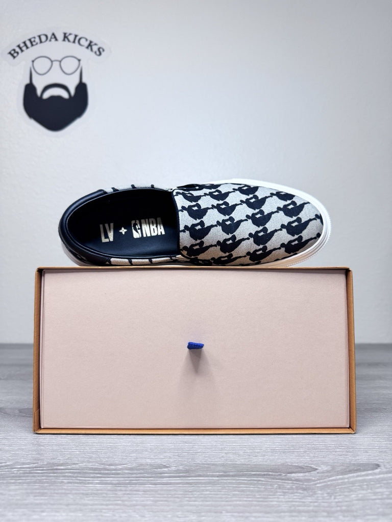 Size 9.5 Men (8.5 UK) - Louis Vuitton x NBA Canvas Slip-On Men's Sneakers