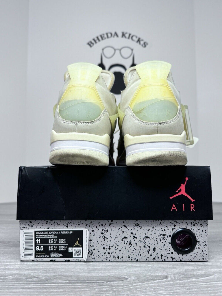 Wmns Air Jordan 4 Retro Off White Sail Size 11W/9.5 CV9388-100 Authentic Rare 