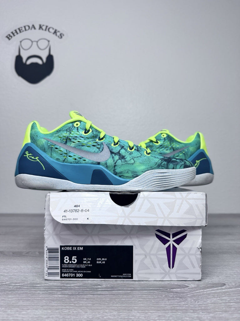 Size 8.5 - Nike Kobe 9 EM Easter Volt 2014 646701-300 Black Mamba Basketball