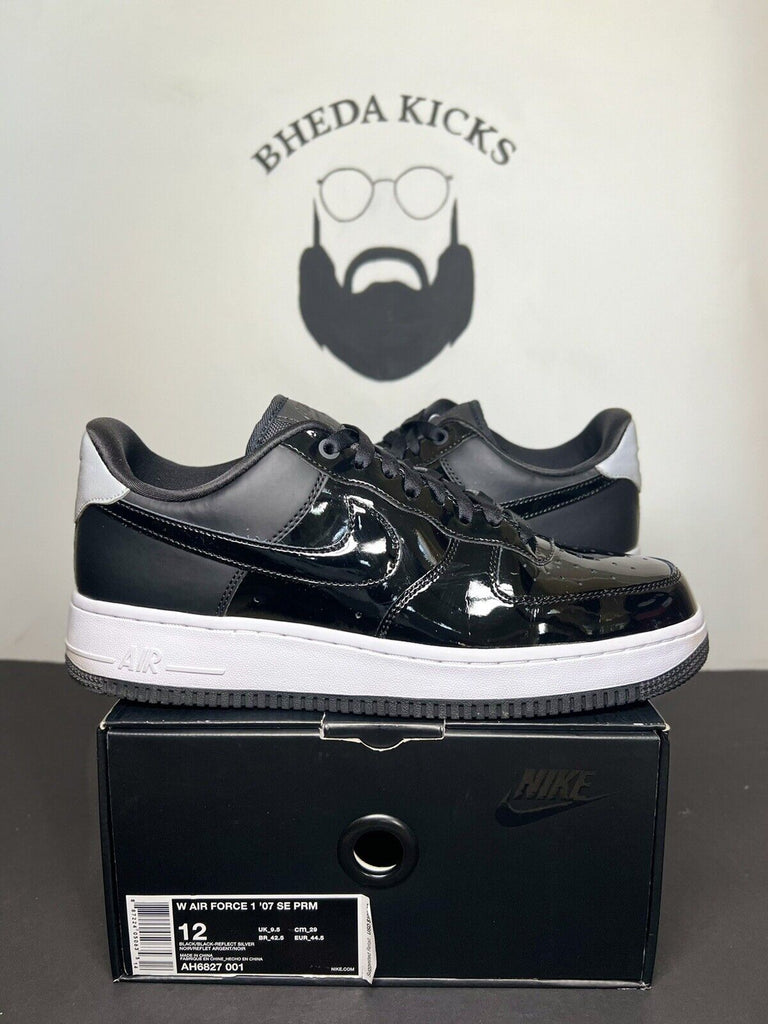 Size 12W (10.5 M)- Nike Air Force 1 '07 SE Premium Black Silver AH6827-001 Rare