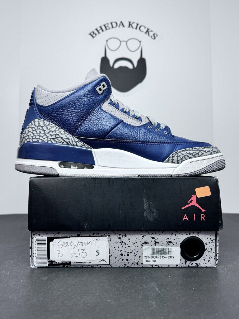 Jordan 3 Retro Georgetown Blue CT8532-401 Og Authentic Sneaker Men’s Size 13