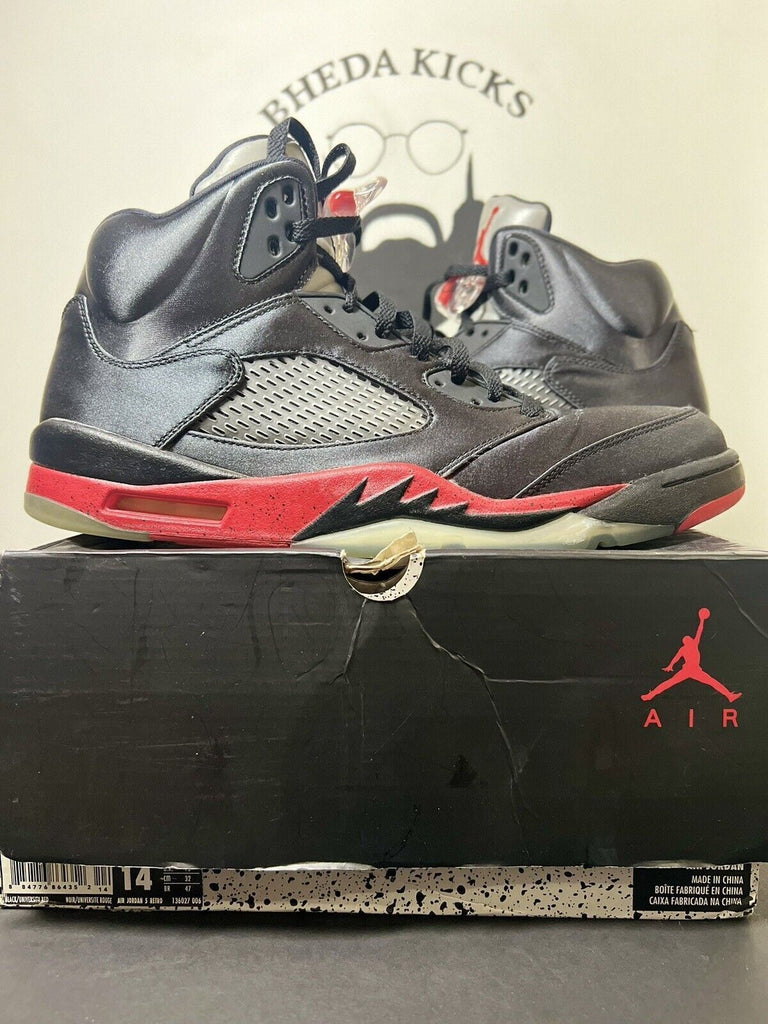 Nike Air Jordan 5 Satin Bred size 14 136027-006 OG V Fire Red Preowned Rare