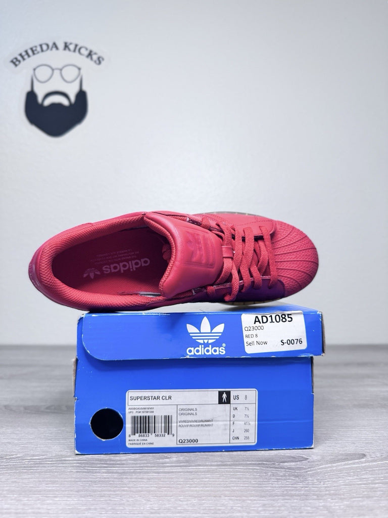 Size 8 - Adidas Superstar CLR Red Low Top Shell Toe Q23000 Men’s Preowned