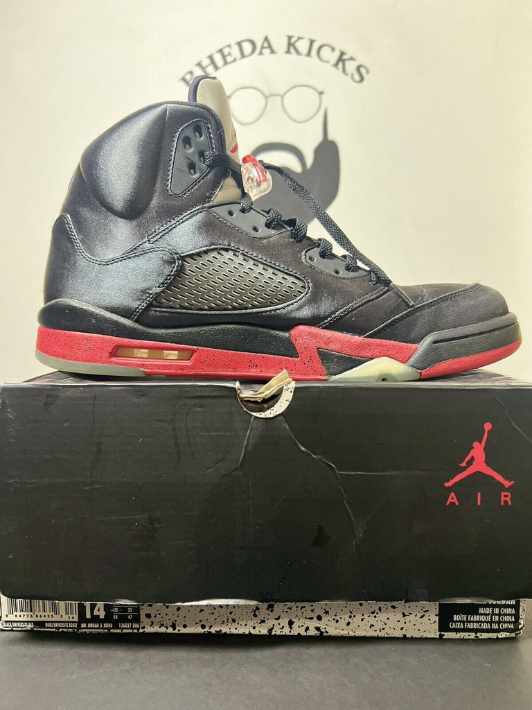 Nike Air Jordan 5 Satin Bred size 14 136027-006 OG V Fire Red Preowned Rare