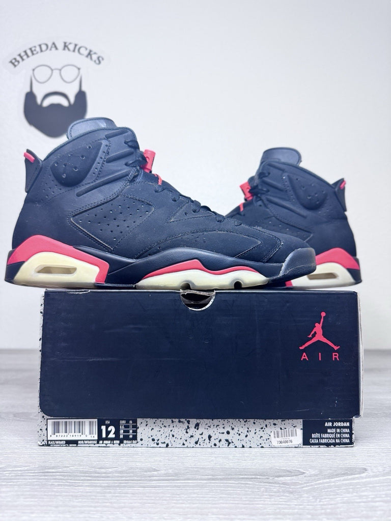 Size 12 - Air Jordan 6 Retro Infrared Black Mens Preowned 384664-060 Rare