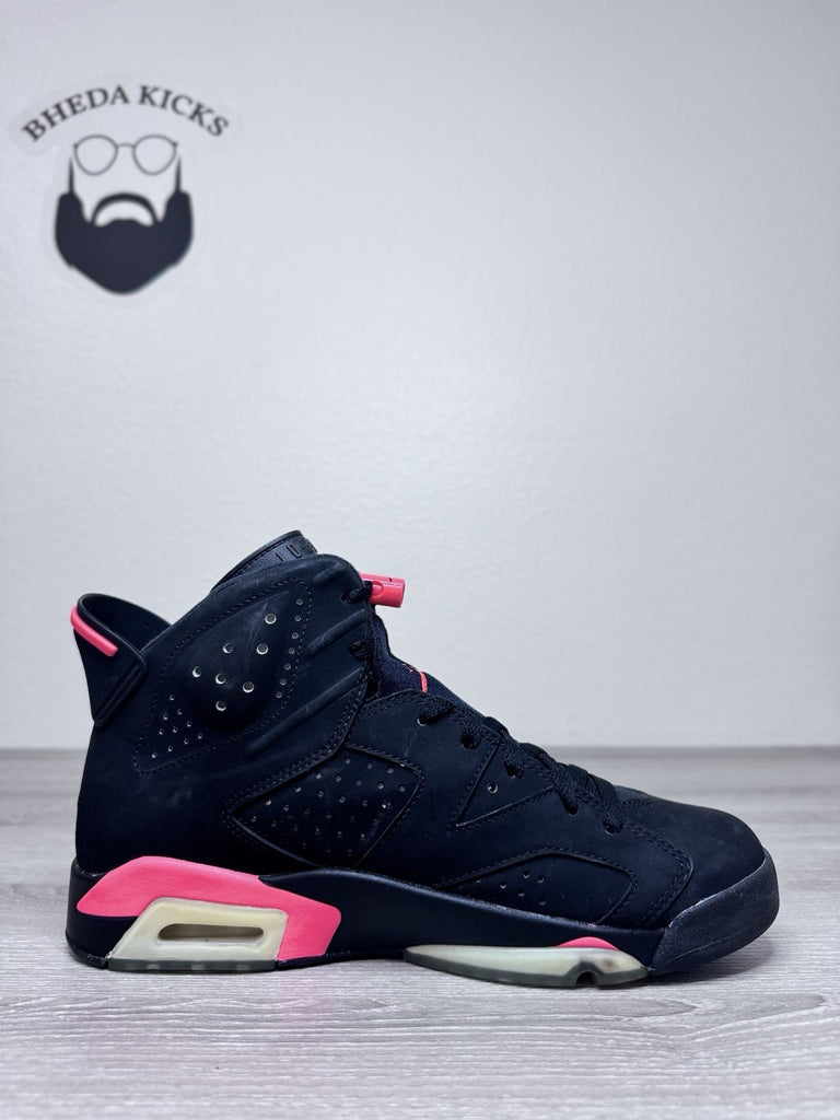 Size 8.5 - Jordan 6 Retro Infrared Black Pink White Suede Leather (384664-023)