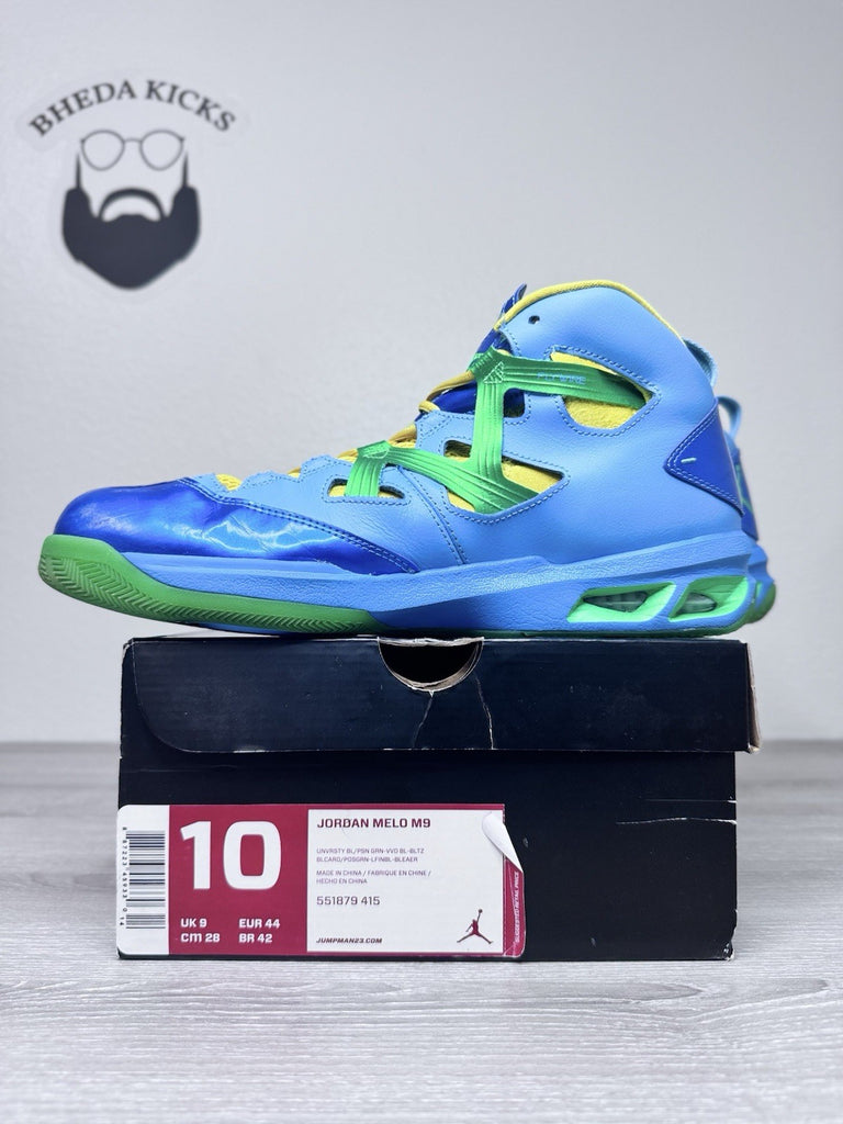 Size 10 - Nike Jordan Melo M9 Men's Poision Green Blitz Vivid Blue 551879-415