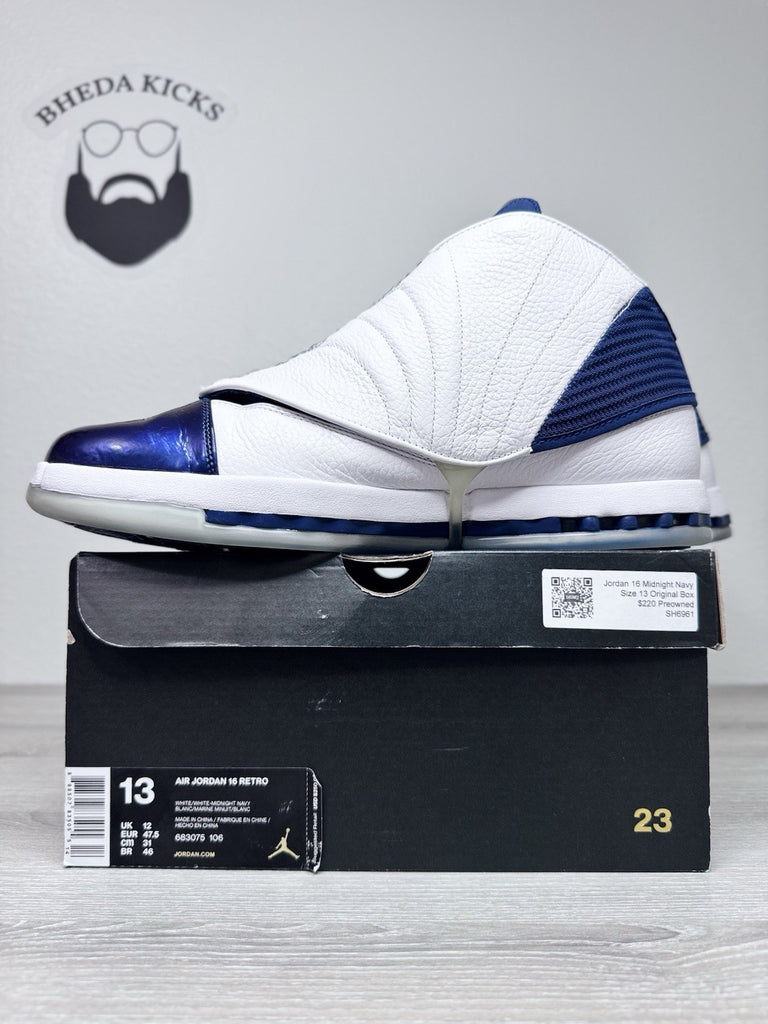 Size 13 - Air Jordan 16 Retro 2016 Midnight Navy 683075-106 Preowned Authentic