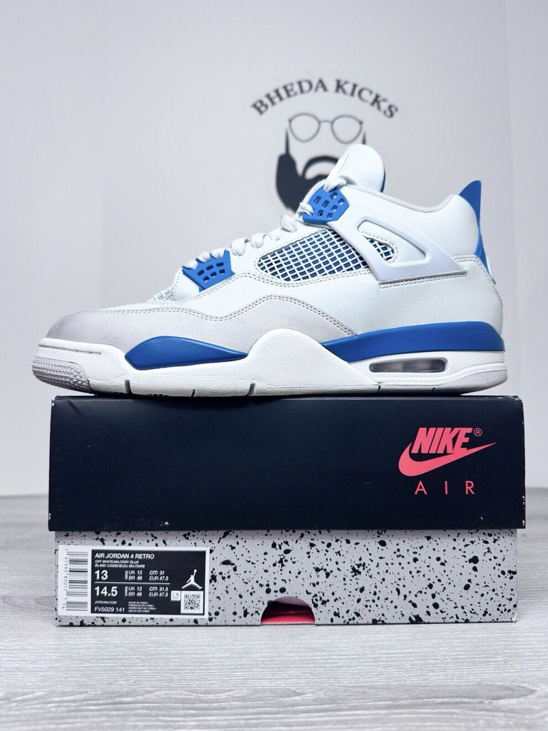 Size 13 - Nike Air Jordan 4 Retro Shoes Preowned Military Blue FV5029-141 Pr