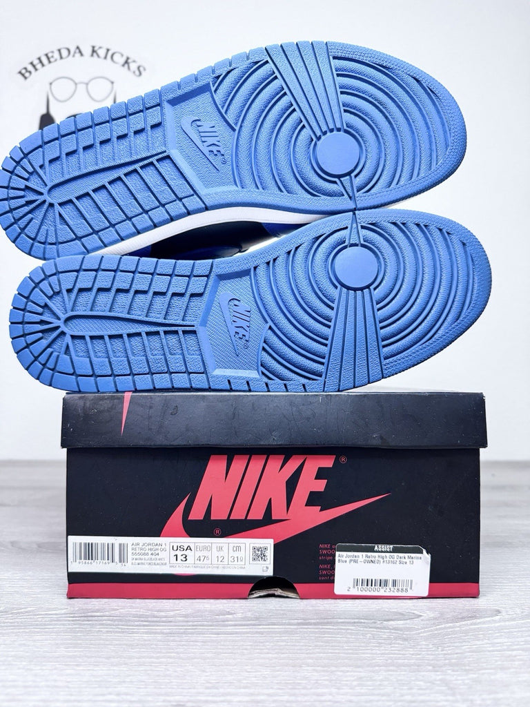 Size 13 - Nike Air Jordan 1 Retro OG High Dark Marina Blue Men's 555088-404