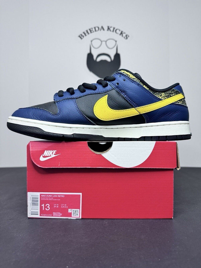 Nike Dunk Low Vintage Michigan Midnight Navy FZ4014-010 Preowned Men's Size 13