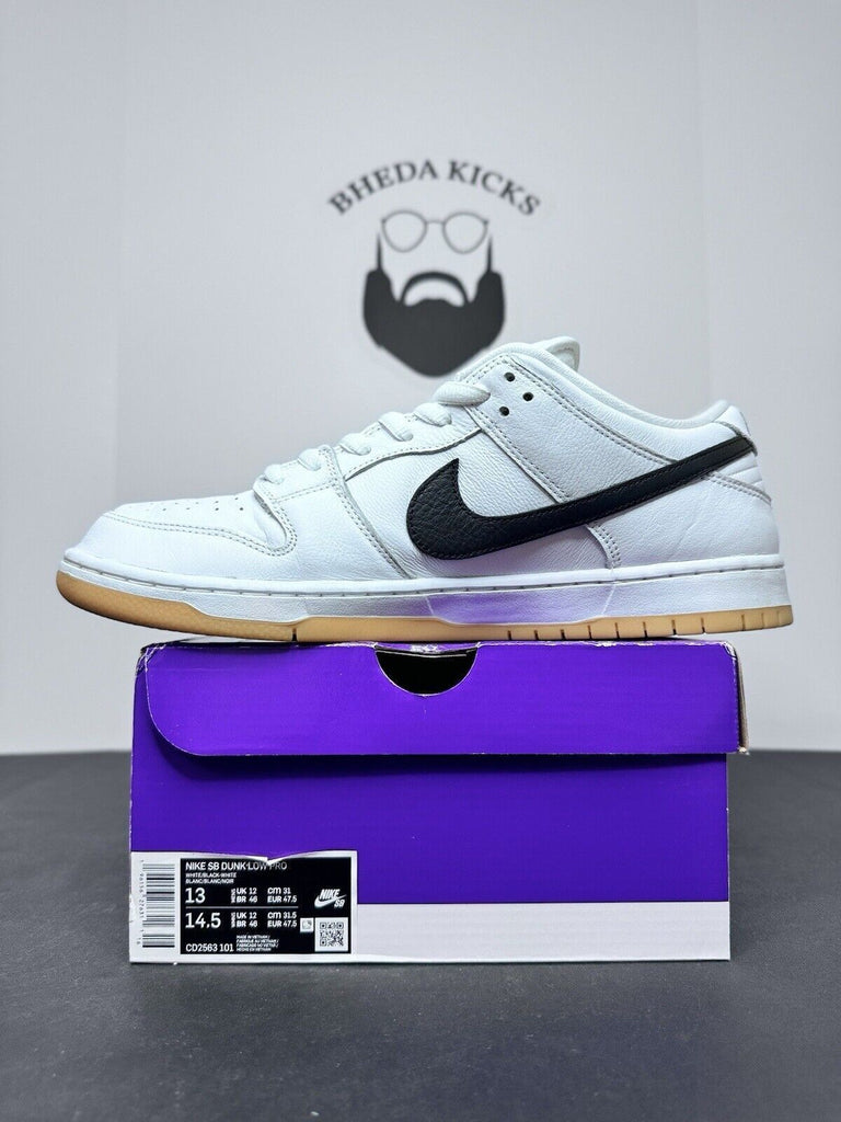 Nike SB Dunk Low White Gum CD2563-101 Preowned White Black Men’s Size 13