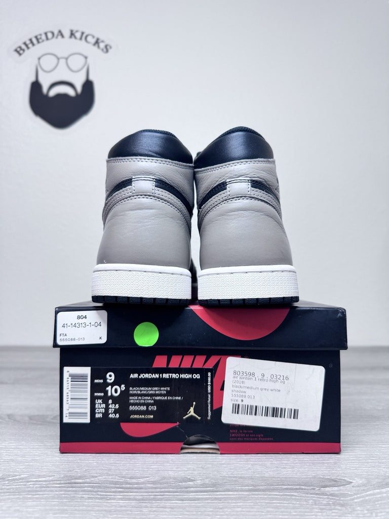 Size 9 - Jordan 1 Retro OG High Shadow 555088-013 Black White Authentic Worn 1x