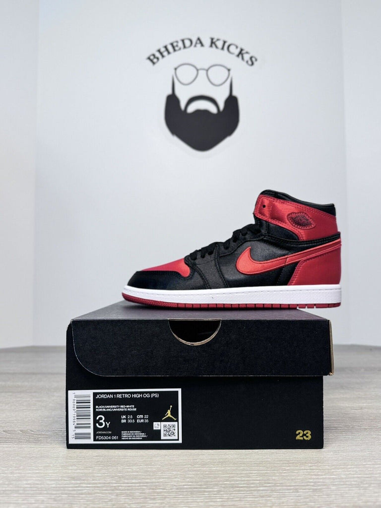 Size 3Y - Nike Air Jordan 1 High OG Satin Bred PS PreSchool FD5304-061 NEW DS