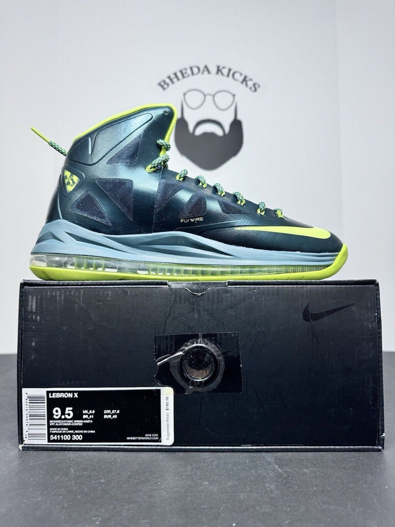 NEW Nike Lebron X Seaweed Atomic Green Shoes Sneakers 541100-300 Men’s Size 9.5