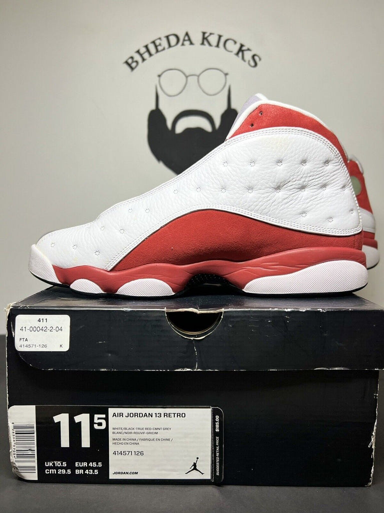 Nike Air Jordan 13 Grey Toe 2014 size 11.5 OG 414571–126 XIII White Red Preowned