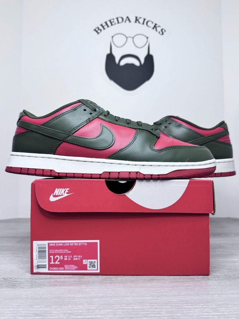 Size 12.5 - Nike Dunk Low Cargo Khaki Mystic Red DV0833-600 Preowned Og