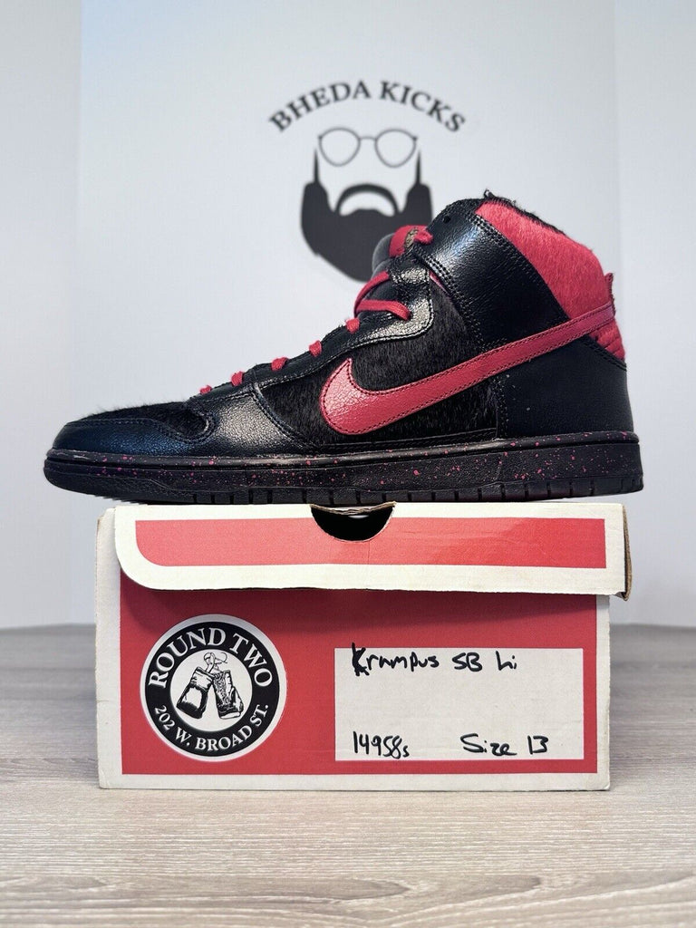 Size 13 - Nike SB Dunk Pro High Krampus Og Clean Vintage Black Red 554673-006