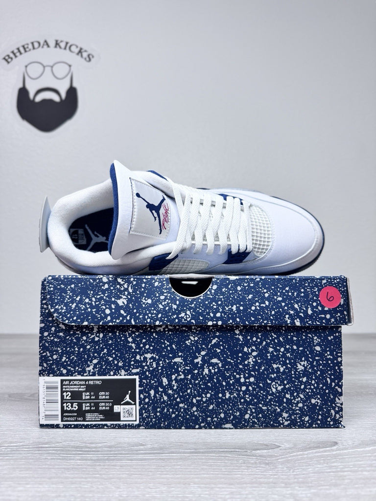Size 12 - Nike Air Jordan 4 Retro Midnight Navy White DH6927-140 Men’s Brand New