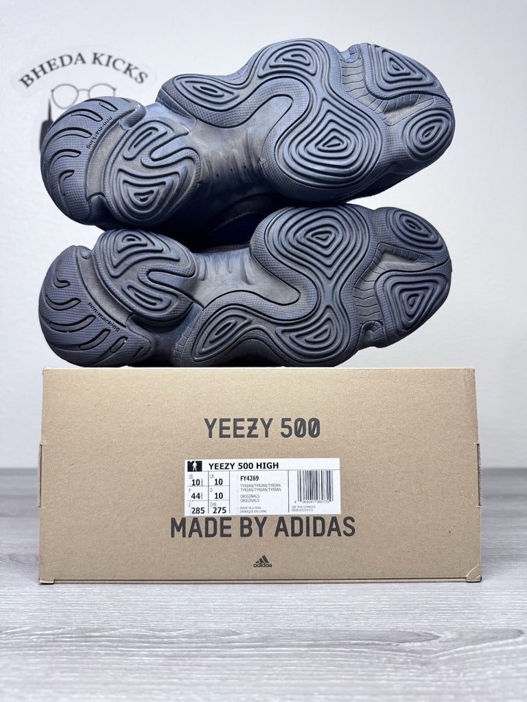 Size 10.5 - adidas Yeezy 500 High Tyrian Blue Black FY4269 Sneaker Preowned