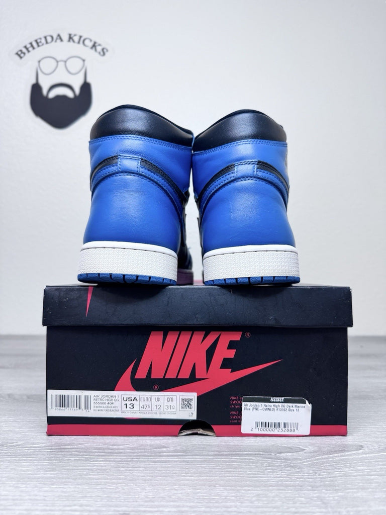 Size 13 - Nike Air Jordan 1 Retro OG High Dark Marina Blue Men's 555088-404