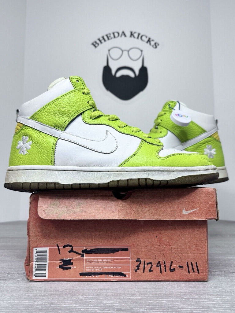 Size 12w (10.5 Men) - Nike Dunk High St Pattys Clover 2005 312916-111 Rare Og