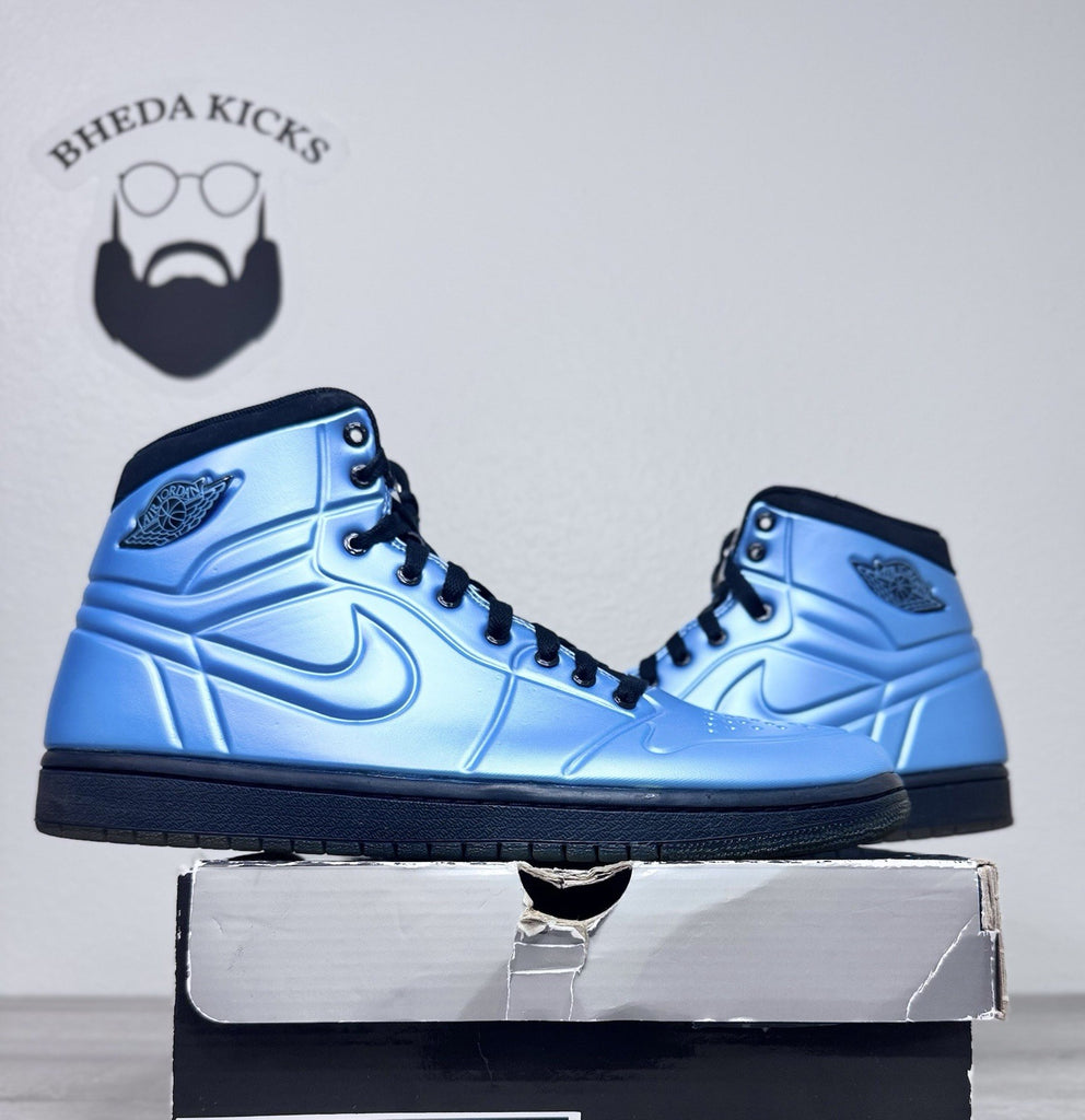 Size 10 - Air Jordan 1 High Anodized Blue Black 414823-401 Nike Retro Foam