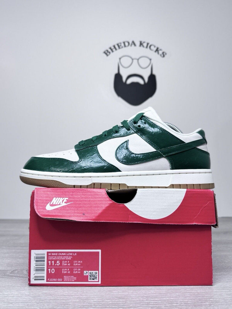 Size 11.5W/10 Men’s - Nike Dunk Low LX Gorge Green Ostrich FJ2260-002 Preowned