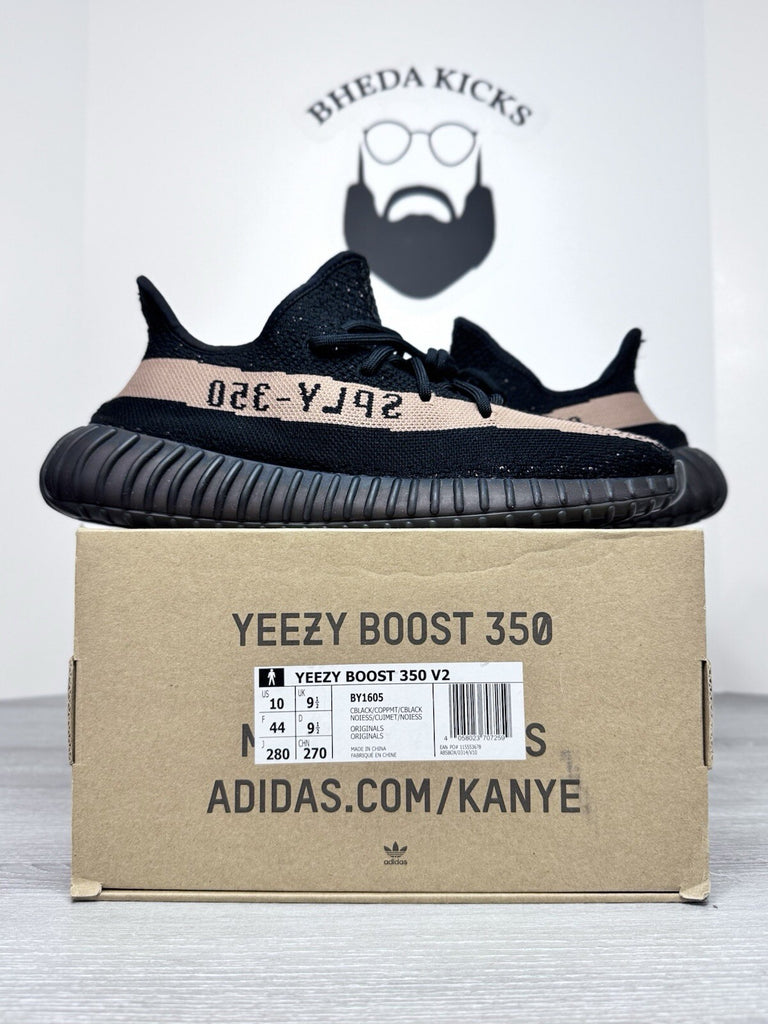 Size 10 - Adidas Yeezy 350 v2 Core Black Copper 2016 BY1605 Authentic Preowned