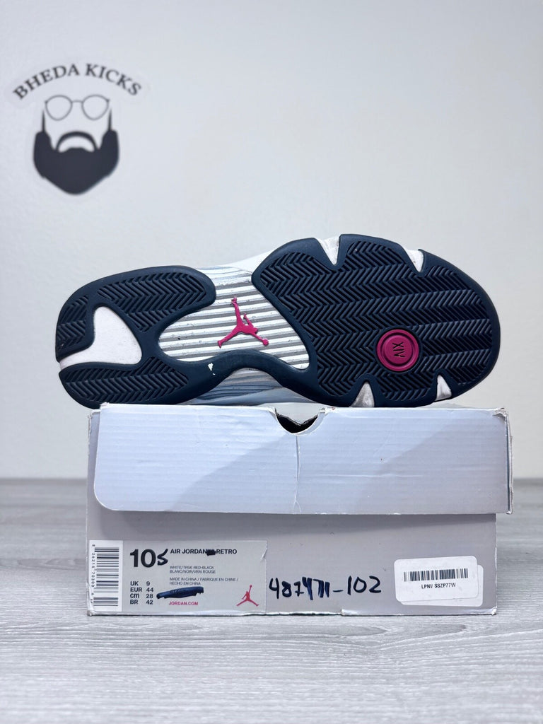 Size 10.5 - Air Jordan 14 Retro 2014 Black Toe 487471-102 Preowned Authentic