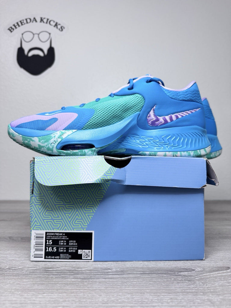 Size 15 - Nike Zoom Freak 4 Basketball Shoes Birthstone Blue DJ6149-400 NEW DS