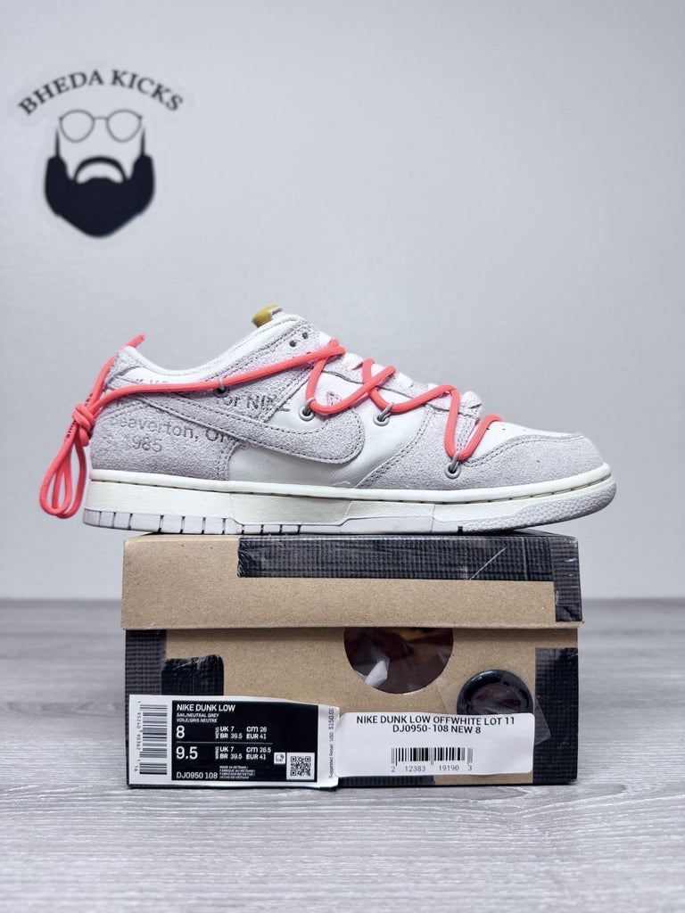 Size 8 - Off-White x Dunk Low ‘Lot 11 of 50’ Preowned DJ0950-108 Authentic