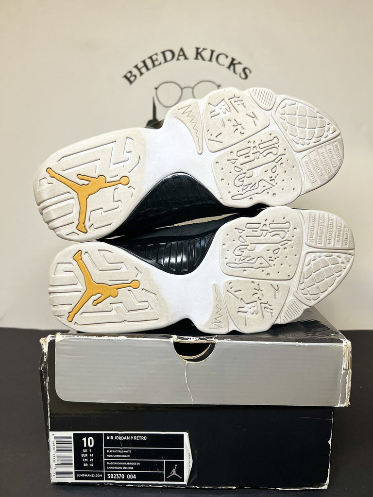 Nike Air Jordan 9 Retro Citrus 2010 Size 10 302370-004 Black White Yellow OG IX