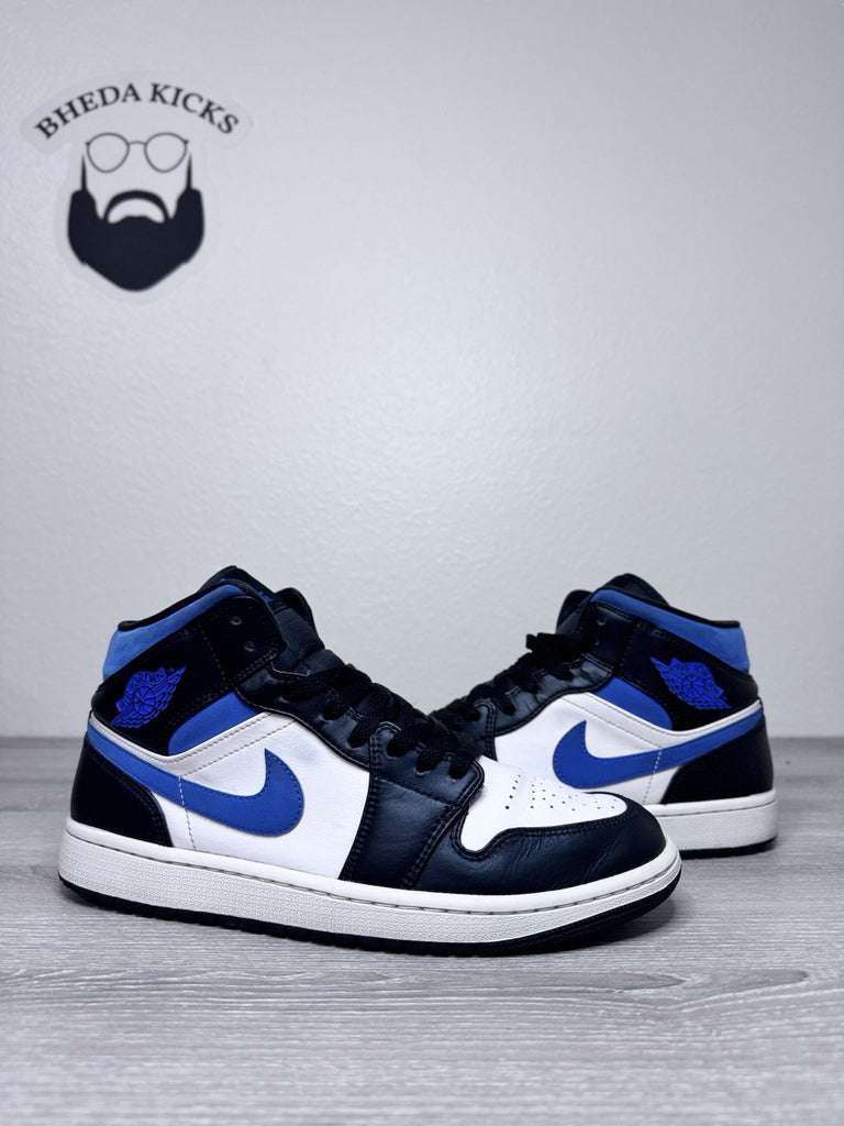 Size 9.5 - Nike Jordan 1 Mid White Black Racer Blue Men's Sneakers 554724-140