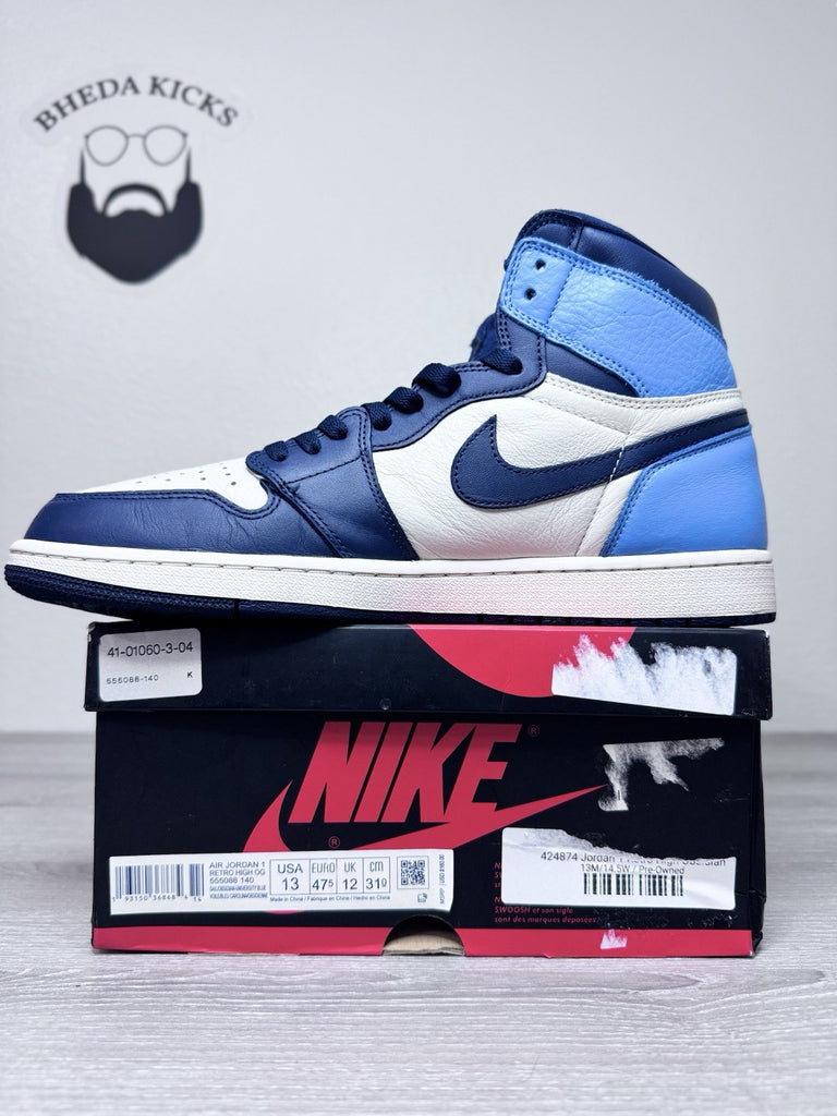 Size 13 - Nike Air Jordan 1 Retro OG High Obsidian UNC 2019 Authentic Preowned