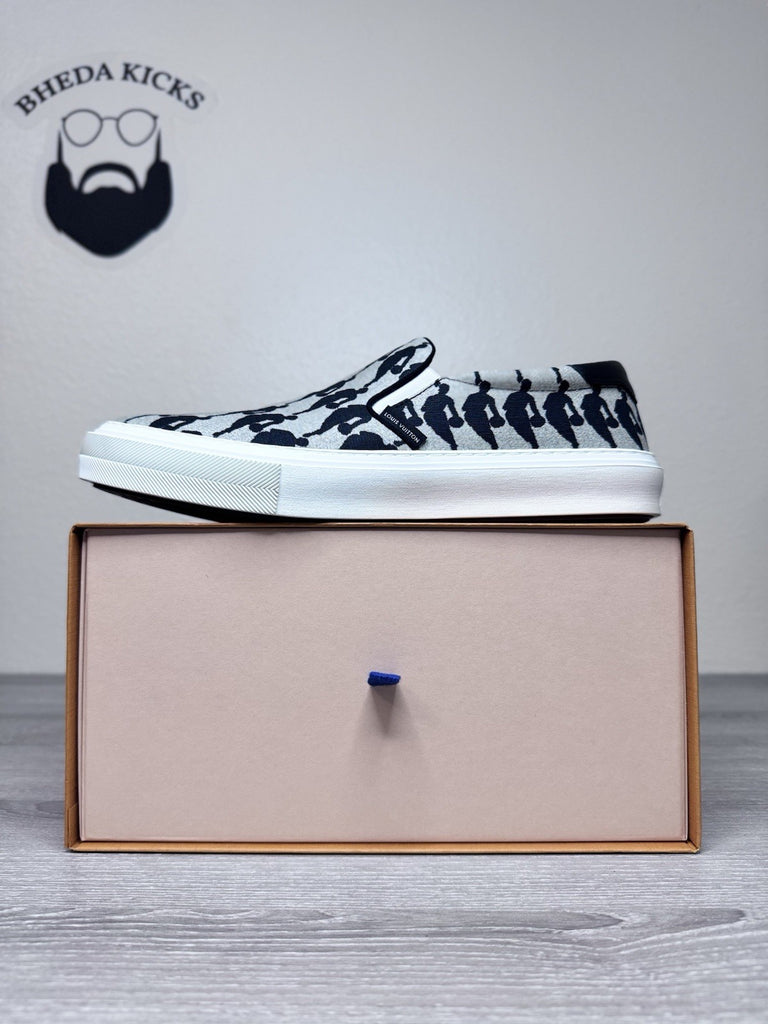 Size 9.5 Men (8.5 UK) - Louis Vuitton x NBA Canvas Slip-On Men's Sneakers