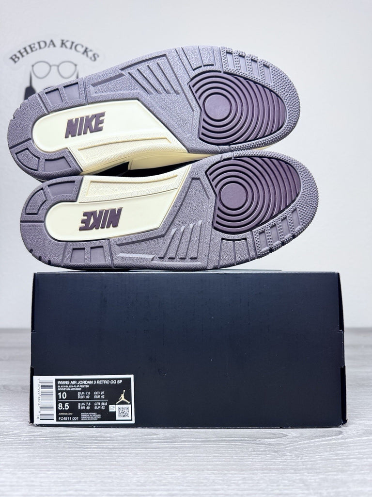 Size 10W/8.5M - A Ma Maniére x Air Jordan 3 Retro While You Were Sleeping NEW DS