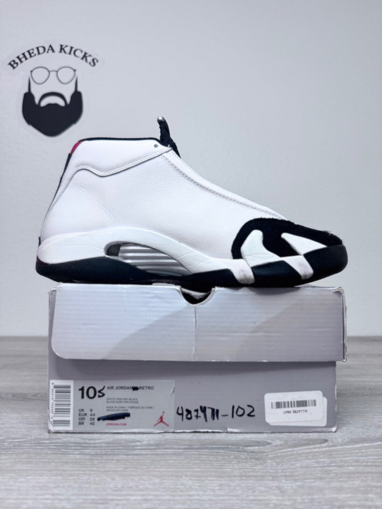 Size 10.5 - Air Jordan 14 Retro 2014 Black Toe 487471-102 Preowned Authentic