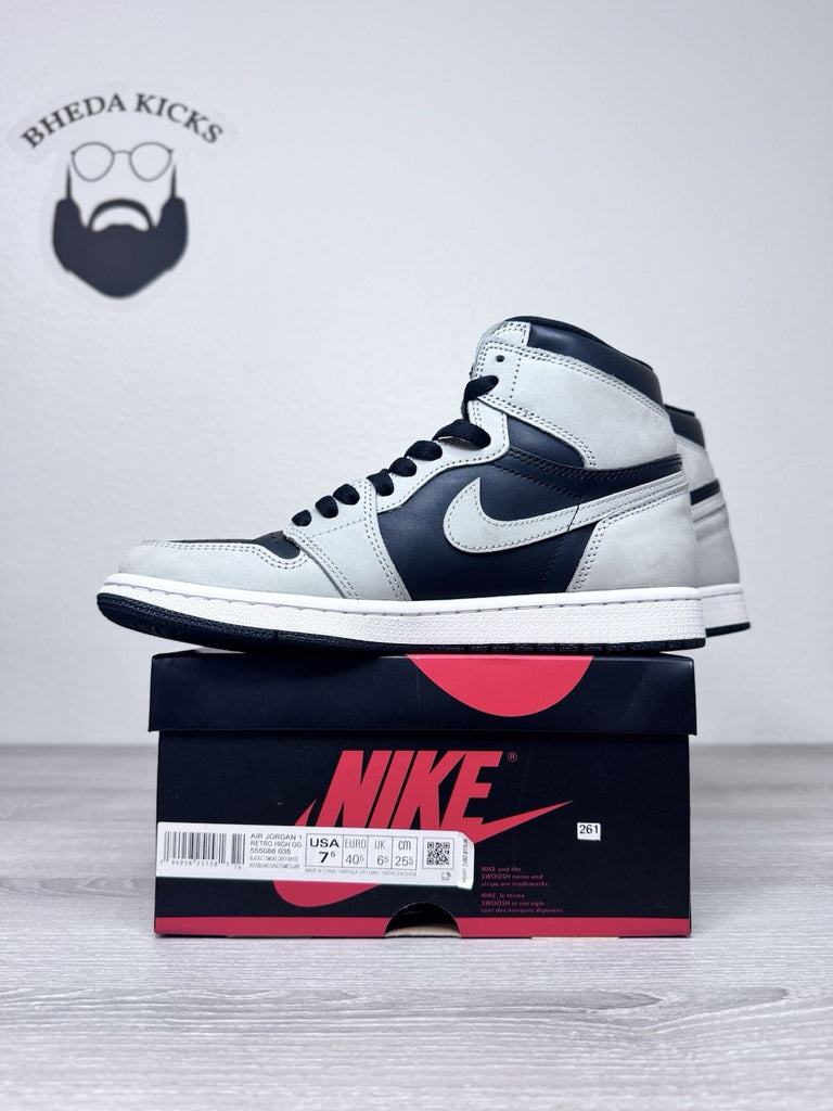 Size 7.5 - Nike Air Jordan 1 Retro High Shadow 2.0 Grey Black 555088-035