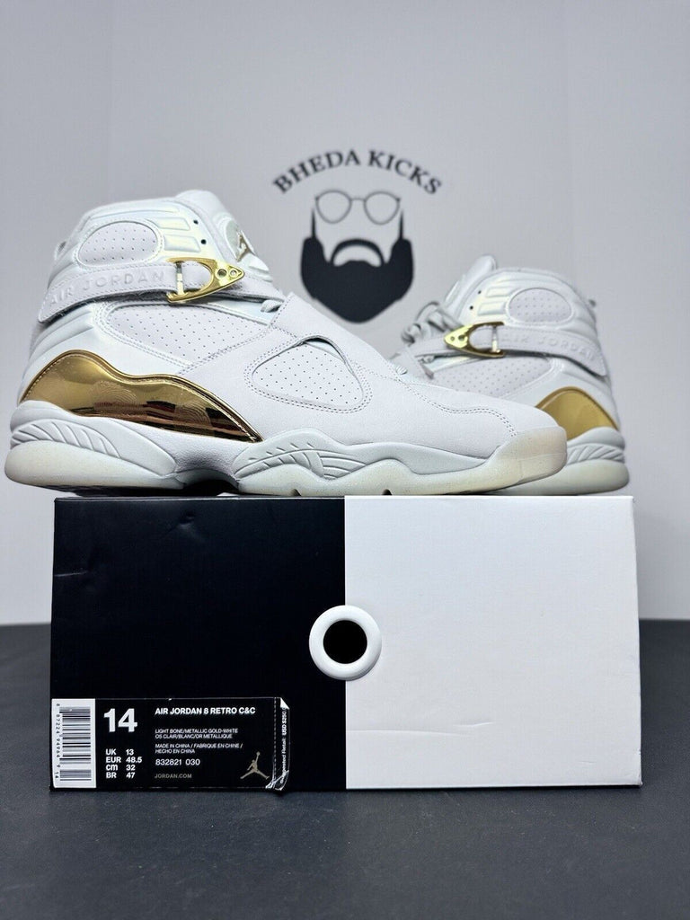 Air Jordan 8 Retro C&C Trophy Cream Gold Leather 832821-030 OG Men’s Size 14